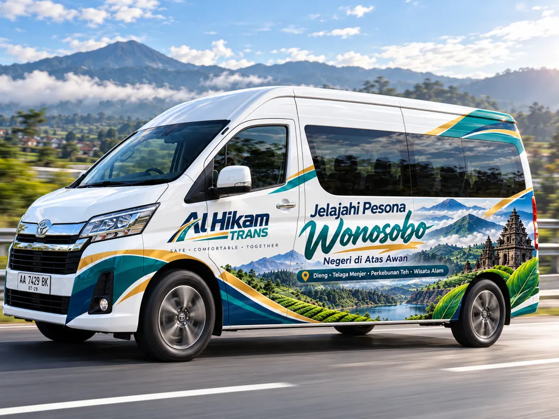 Konsep kendaraan Toyota Hiace dengan identitas Al Hikam Trans